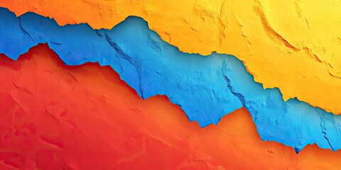 Colorful Layers Abstract Red with Blue, and and Yellow Textured Background.