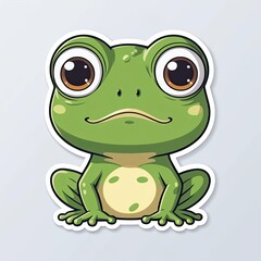 Fototapeta premium Cute Cartoon Green Frog Illustration