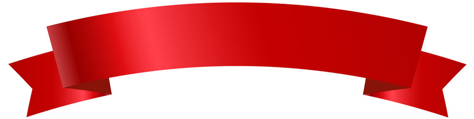 Red decorative festive ribbon for the title on a transparent background