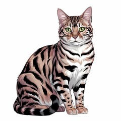 A vibrant digital painting portrays a striking Exotic cat, PNG transparant