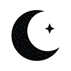 Crescent Moon Stars Minimal Vector Silhouette