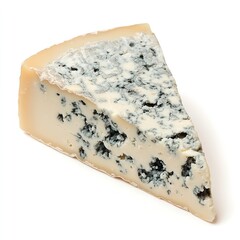 Blue cheese wedge gourmet food dairy product moldy cheese appetizer delicious cheese isolated on white