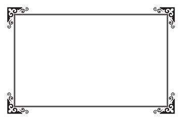 Elements of ornate vintage frames. Border black on white classic calligraphy swirls, floral motifs. Design print for greeting cards, wedding invitations, restaurant menu, royal certificates. Set 114