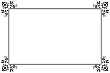 Elements of ornate vintage frames. Border black on white classic calligraphy swirls, floral motifs. Design print for greeting cards, wedding invitations, restaurant menu, royal certificates. Set 112