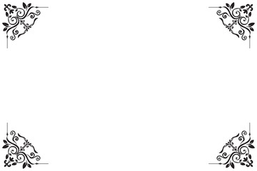 Obraz premium Elements of ornate vintage frames. Border black on white classic calligraphy swirls, floral motifs. Design print for greeting cards, wedding invitations, restaurant menu, royal certificates. Set 98