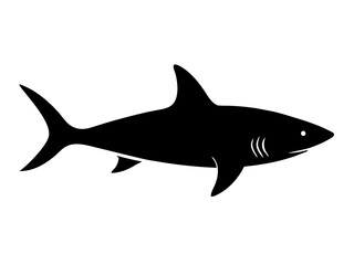 "Minimalist Shark Silhouette &ndash; High-Contrast Black & White Stylized Digital Art"