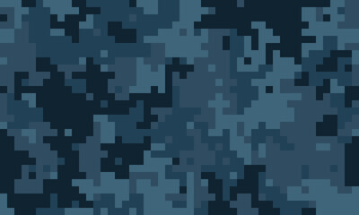 Abstract digital camouflage pattern in shades of blue.  Perfect for backgrounds, textiles, or modern design projects needing a subtle yet striking texture.