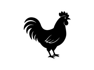 "Minimalist Rooster Silhouette &ndash; Black & White Vector Art"
