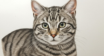 Fototapeta premium Portrait of a curious gray tabby cat. 