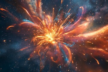 Celestial Fireworks Display A Cosmic Explosion Of Light And Color