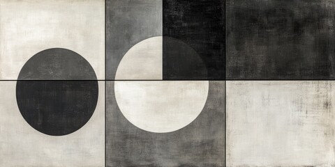 Abstract Lunar  Black and White Minimalist Design.