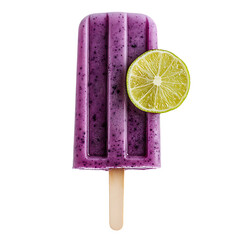 Artisan Vibrant Freeze Pop IV with Lime Slice Isolated on Transparent Background