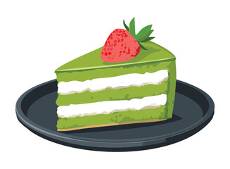 slice of matcha cake - vector illustration