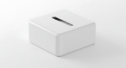 Minimalist White Square Tissue Box Holder Mockup
