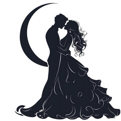 silhouette of a bride and groom