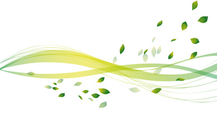 緑の葉っぱと曲線4　16:9 Flowing Lines Series:Green leaves and curves 4