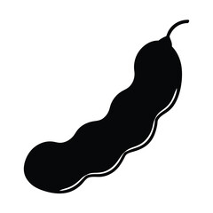 tamarind vector silhouette icon, black and white illustration of fruits.