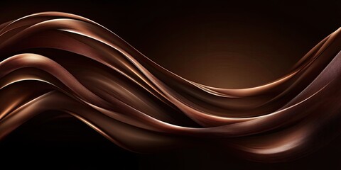Obraz premium Chocolate River Flow Abstract Brown Wave Background with Glossy Finish.