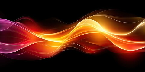 Fiery Energy Abstract Wave of Color on Black Background.
