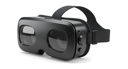 Sleek Black Virtual Reality Headset Isolated on White