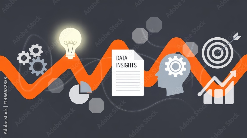 Aufkleber data insights: an innovative depiction of data analysis, displaying a radiant lightbulb illuminating