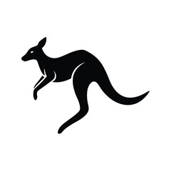 Fototapeta premium Leaping Kangaroo Minimalist Vector Silhouette