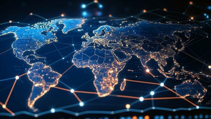 Digital map of europe and middle east connectivity