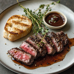 meat with side dish served
