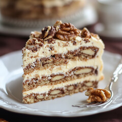 cake with walnuts, nice picture for restaurants