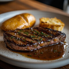 meat with side dish served