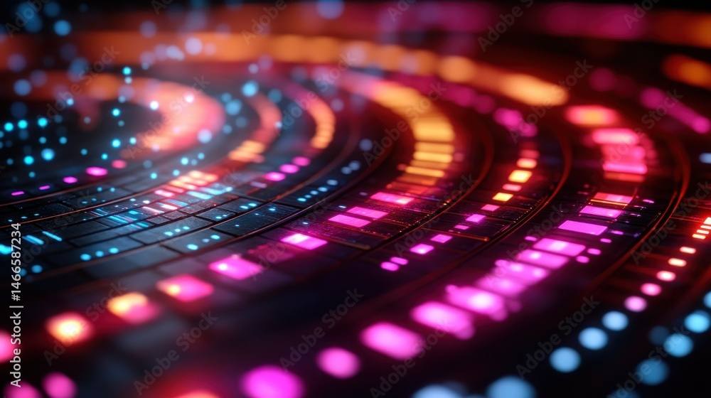 Aufkleber colorful swirling data array in futuristic digital space