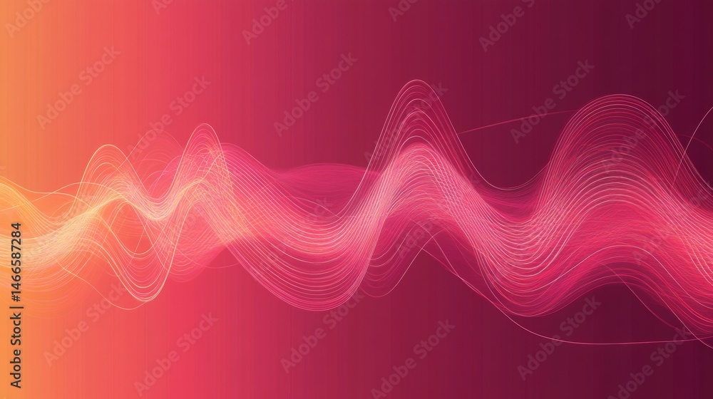 Poster a digitally created visualization of heart waves pulsating in synchronization, with a gradient backg