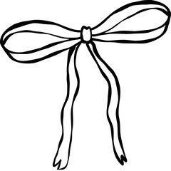 Coquette bow outline doodle hand drawn