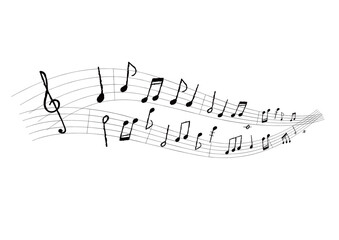 手描きのおしゃれな音符イラスト　