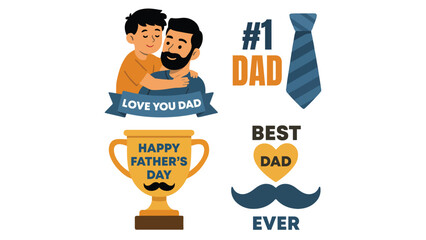 Father and Son Illustration Representing Emotional Father's Day Bond, Parental Love, and Family Connection in a Heartwarming and Relatable Concept Design