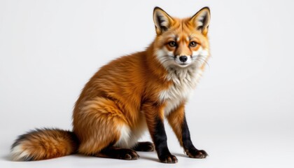 Fototapeta premium Red fox portrait studio wildlife photography neutral background close-up animal behavior