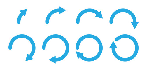 Rotation arrow vector icon with improved loading style until successful. Rotate sign with silhouette art color style. Vector illustration