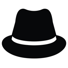 trilby vector silhouette icon, black and white illustration of footwear.