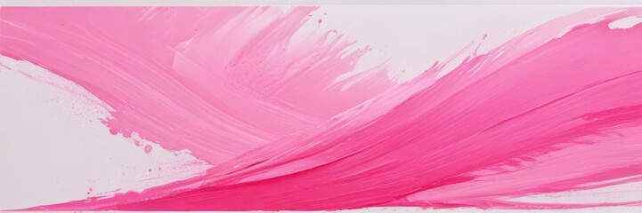 A single, vibrant pink brushstroke, textured, on pure white , fresh, bright