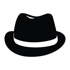 trilby vector silhouette icon, black and white illustration of footwear.