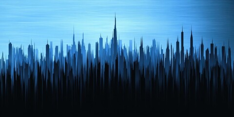 Azure skyline Modern city silhouette against a blue background.