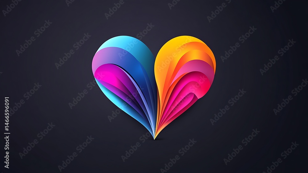 Aufkleber unique heart symbol featuring creative colors and flowing wave patterns image