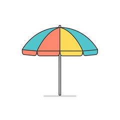 Stylized Beach Umbrella Design in Blue, Orange, and Yellow Colors