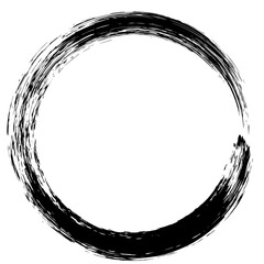 Ink brush stroke circle design calligraphy style round frame decoration traditional chinese background design vector element