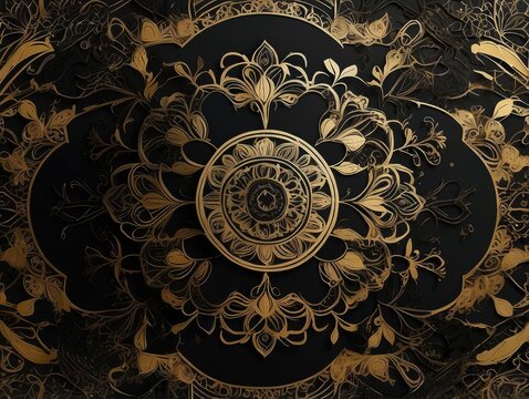 Luxury Vintage Card with Gold Mandala Pattern