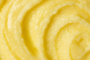 Shiny Golden Ghee Butter Texture Close Up Top View