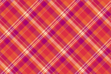 Repetition seamless fabric check, fiber plaid vector tartan. Carpet textile background texture pattern in red and pink colors.