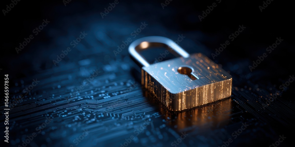 Aufkleber a stunning image of digital padlock for computing system on dark blue background, cyber security tec
