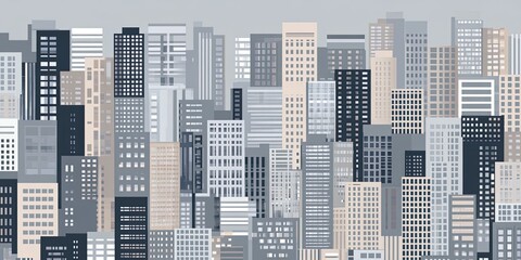 Obraz premium Cityscape Vector flat style building illustration with urban skyline.