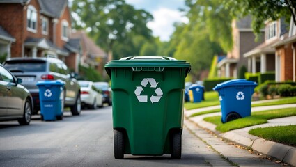 Green recycling bin promotes sustainable waste management